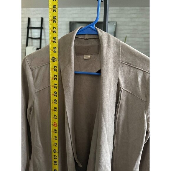BlankNYC Brown Faux Suede Drape Front Jacket Womens Size Medium - Picture 5 of 6